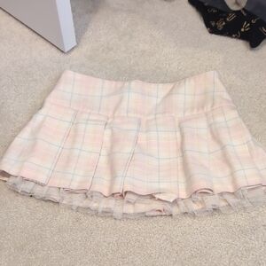 Gyaru Pink Gray Skater Mini Skirt